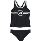 KangaROOS Tankini "Sporty", Kinder, Gr. 158/164, N-Gr, schwarz, Polyamid, unifarben, kontrastfarbene Details, Bikini-Sets, mit sportlichem Frontdruck