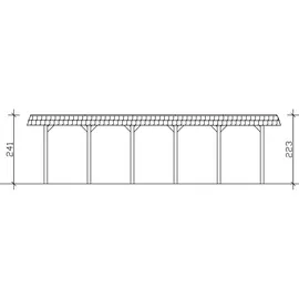 SKANHOLZ Spreewald Walmdach Carport aus Nadelholz 3,45 x 8,93 m schwarze Blende