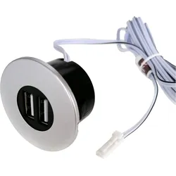 kalb   Einbau USB-Hub, Silbergrau, Steckdose für Smartphone, Tablet, E-Reader Möbeleinbau 12V