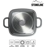 STONELINE STONELINE® Eckpfanne 20x20 cm mit Aroma Glasdeckel, Pfanne rechteckig, Backofen & Induktion geeignet