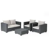 KETER Allibert Salta Gartenmöbel Set | mit Gartensofa, Sessel und Esstisch | Gartenlounge