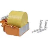 Bruder Zubehör: Traktor-Ladekasten mit Gabeln + 1 Rundballen