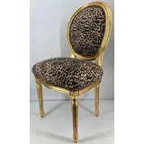 Casa Padrino Barock Esszimmer Stuhl Medaillon Leopard / Gold - Handgefertigter Massivholz Antik Stil Küchen Stuhl mit Muster - Barock Esszimmer Möbel