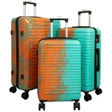 Trendyshop365 Hartschalen-Trolley Sierra, Kofferset, Hartschale, 5 Farben, 4 Rollen, Zahlenschloss, Doppelrollen, 2 Tragegriffe orange
