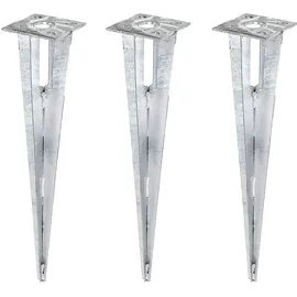 GAH Alberts Alberts 663612 Einschlag-Bodenhülse | für Stahlrohr-Zaunpfosten | feuerverzinkt | Länge 500 mm | für Pfosten-Ø 34 mm | 3er Set