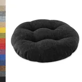 Lsjoaw Sitzkissen Rund 35cm 1 Stück Bodenkissen Rund Sitzpolster Stuhlauflage Sitzpolster Stuhlkissen Polster Auflage für Wohnzimmer Büro Konferenzraum Leinenimitat (Schwarz)