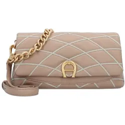 AIGNER Topstitch Schultertasche Leder 27 cm warm taupe