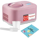 First Austria TZS First Austria Eismaschine mit Kompressor 1L, Joghurtbereiter, Ice Cream Maker, Joghurtmaschine, Eisbehälter, Display, selbstkühlend, inkl. Me... - rosa