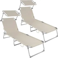 TECTAKE 2 Gartenliegen 4-stufig  2beige