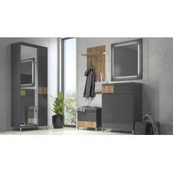 Wandspiegel PLACES OF STYLE "Onyx", grau (anthrazit hg), Glas, Spanplatte, Spiegel, UV lackiert für besondere Farbbrillianz