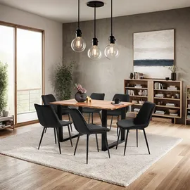 Tectake tectake® Set Stuhl, Monroe Samtoptik, schwarze Stahlbeine, 48 x 59 x 82,5 cm