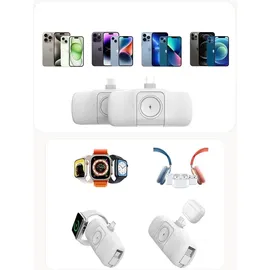 wozinsky Mini-Powerbank 5000 mAh 15 W USB-C mit integriertem USB-C-Kabel und Apple Watch Ladegerät - Weiß