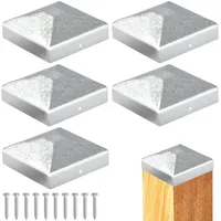 Sturiz 6 Stück Pfostenkappe 12x12cm Pfostenkappen Zaunpfosten Kappen Holzpfosten Bodenhülsen Zaun Abdeckkappen für Pfosten Pfostenabdeckung Metall Zaunkappen Quadratisch Zaunpfahlkappe mit Schrauben