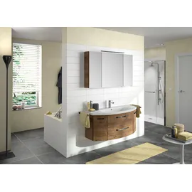 Saphir Badezimmerspiegelschrank »Serie 4010 Badezimmer-Spiegelschrank inkl. LED-Aufsatzleuchte«, Badschrank 120 cm breit, 3 Türen, 6 Glas-Einlegeböden, inkl Türdämpfer