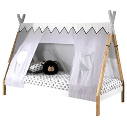 Hausbett Tipi ca.90x200cm Weiß, Kieferfarben