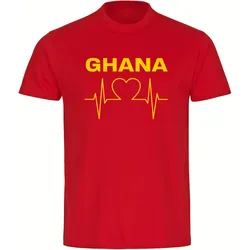 multifanshop Kinder T-Shirt - Ghana - Herzschlag - Druck gelb - Kind