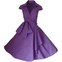 Look for The Stars Retro Vintage Kleid Abend Party 50er Jahre Stil Rockabilly/Sommerkleid/Cocktailkleid, Größen EU 34-54 (44, Lila) - 44