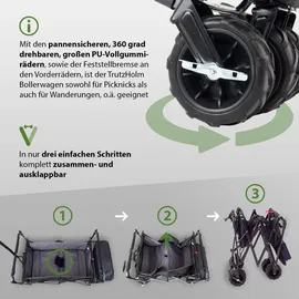 Trutzholm Bollerwagen faltbar mit Sonnendach grau/schwarz