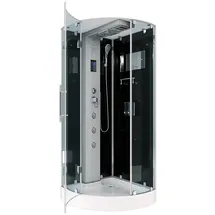 AcquaVapore Dampfdusche D37-23L2-ALL Dampfdusche Duschtempel Duschkabine, Sicherheitsglas ESG, Höhenverstellbar, Gehärtetes Glas, Integrierte Massagedüsen, Multimedi schwarz