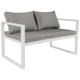 Happy Garden Gartenmöbel Ibiza aus grauem Stoff 4-sitzer - Weißaluminium