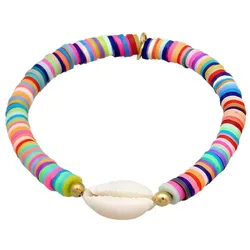Elli Heishi Perlen Bunt Kauri Muschel 925 Silb Damen 