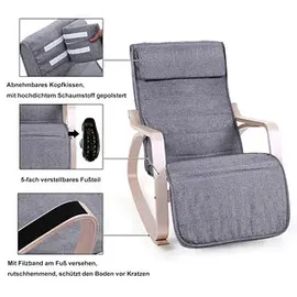 Songmics Schaukelstuhl grau mit verstellbarer Fußstütze 1 St. ergonomisch