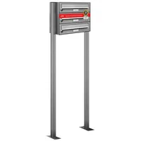 AL Briefkastensysteme 3er Edelstahl Standbriefkasten Anlage Freistehend