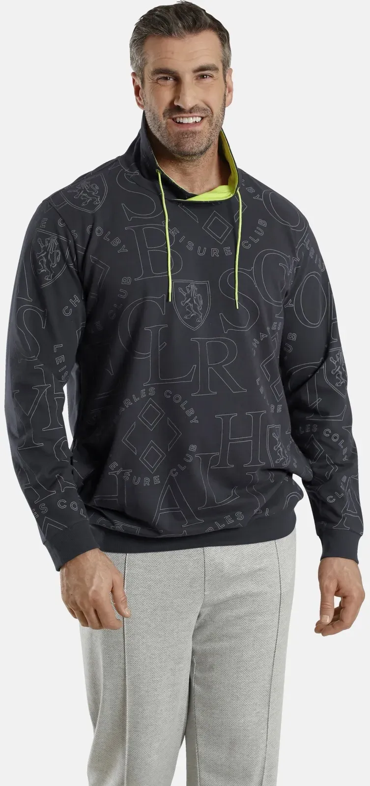 Sweatshirt CHARLES COLBY "Sweatshirt EARL EVERTS" Gr. XL, grau (dunkelgrau bedruckt) Herren Sweatshirts