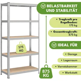OEM Krumad Schwerlastregal, Silber, Metall, 90x180x40 cm, Freizeit, Heimwerken, Werkstatt, Schwerlastregale