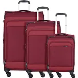 d & n d&n Travel Line 9504 4 Rollen Kofferset 3-teilig mit Dehnfalte dark red