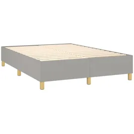 vidaXL Boxspringbett mit Matratze & LED Hellgrau 140x200 cm Stoff