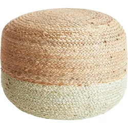 Pouf Jute naturfarben / hellgrün 50 x 40 cm DUKI