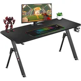 huzaro Hero 2.8 Eckschreibtisch Gaming Schreib Computer Tisch Bürotisch | Homeoffice Arbeitszimmer Büro Gamer |Grosse XXL Carbon Tischplatte | Cable Clips | 140 x 60 | Schwarz