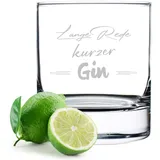polar-effekt Gin Tonic Glas mit gravierten Spruch - Cocktailglas - Genießen - 320 ml Volumen - Geschenk für Mann und Frau - Geburtstag, Weihnachten - Spruch - Lange Rede kurzer Gin