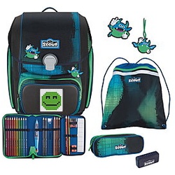 Scout Genius Set Movie Star Blue Pixel Schulranzenset