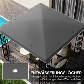 Outsunny Ersatzdach für Pavillon 3 x 3 m Wasserdicht Dunkelgrau