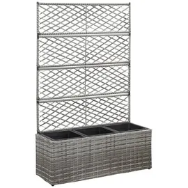 furnicato Hochbeet mit Rankgitter 3 Töpfe 83×30×130cm Poly Rattan Grau