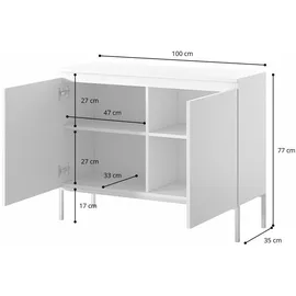 Selsey Sideboard Kommode 2-türig, Schwarz, 100 cm 2 Türen 4 Fächer Schwarze Beine Bemmi - Sideboards, Sideboards