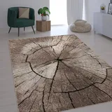 Paco Home Edler Designer Teppich Wohnzimmer Holzstamm Baum Optik Natur Grau Braun Beige 120x170 cm