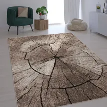 Paco Home Edler Designer Teppich Wohnzimmer Holzstamm Baum Optik Natur Grau Braun Beige 120x170 cm