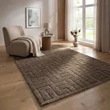 The CarPET Designteppich THE CARPET "Elisa", braun, B:200cm H:15mm L:280cm, Polyester, Polypropylen (PP), Teppiche, mit klaren geometrischen Formen und Linien