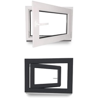 Kellerfenster - Fenster - Dreh- & Kippfunktion - innen weiß/außen anthrazit - BxH: 110 x 80 cm - 1100 x 800 mm - DIN Rechts - 2 fach Verglasung - 60 mm Profil