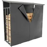 CLP Kaminholzunterstand Ruston Aluminium XL mit Abdeckplane grau