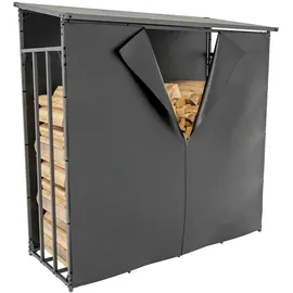 CLP Kaminholzunterstand Ruston Aluminium XL mit Abdeckplane grau