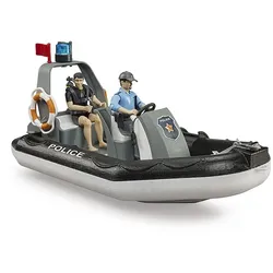 Bruder bworld Polizei Schlauchboot mit Polizist, Taucher und Zubehör, Boot, 4 Ja