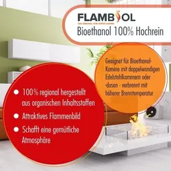 6 x 10 Liter FLAMBIOL® Bioethanol Hochrein 100 % saubere und geruchsfreie Verbrennung