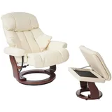 Robas Lund MCA Relaxsessel Windsor XXL, Echtleder 180kg belastbar ~ creme, Walnuss-Optik