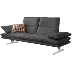 2,5-Sitzer W.SCHILLIG "broadway", grau (anthrazit s22), B:236cm H:94cm T:96cm, Flachgewebe S22 (100% Polyester), Sofas, Sitztiefenverstellung, Kopfteil- & Seitenteilverstellung, Breite 236cm