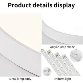 Style Home 48W Deckenleuchte Deckenlampe Ø50x4cm,Warmweiß 3000K,ultraslim runde Lampe aus Metall, für Wohnzimmer Schlafzimmer Küche Diele Flur (Weiß)