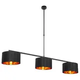 QAZQA Moderne Hängelampe schwarz mit Gold 125 cm 3-flammig - Vt 3